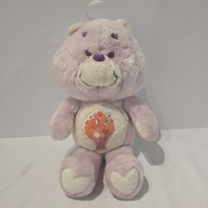Vintage 1995 Care Bear Share Lavender Purple Ice Cream Soda 13" Kenner Plush Toy
